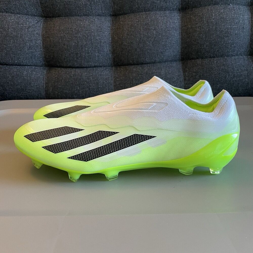 Adidas X Crazyfast.1 Laceless FG White/Green Cleats GY7378 Men's Size 13